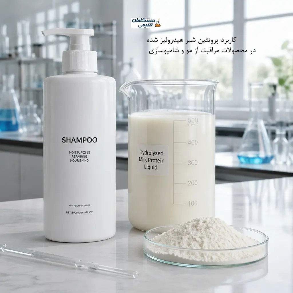 پروتئین شیر هیدرولیز شده کاربرد پروتئین شیر هیدرولیز شده در محصولات مراقبت از مو و شامپوسازی